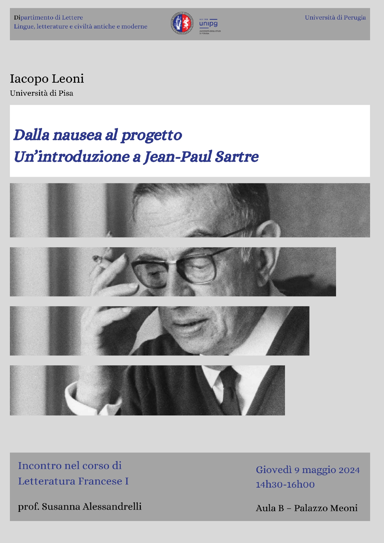 Dalla nausea al progetto. Un'introduzione a Jean-Paul Sartre - Giovedì 9 Maggio 2024