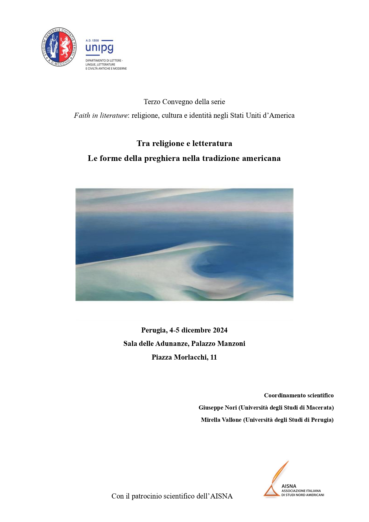 Tra religione e letteratura. Le forme della preghiera nella tradizione americana - mercoledì 4 dicembre ore 15 e giovedì 5 dicembre ore 9,30