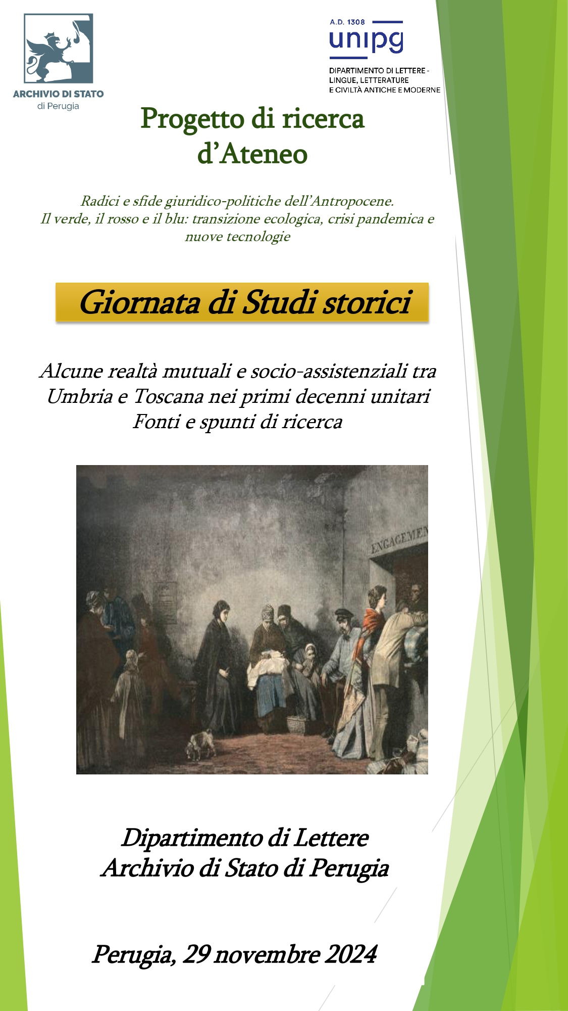 Giornata di Studi storici - venerdì 29 novembre 2024 - Dipartimento di Lettere ore 10,30-13 - Archivio di Stato di Perugia ore 15,30-18,30