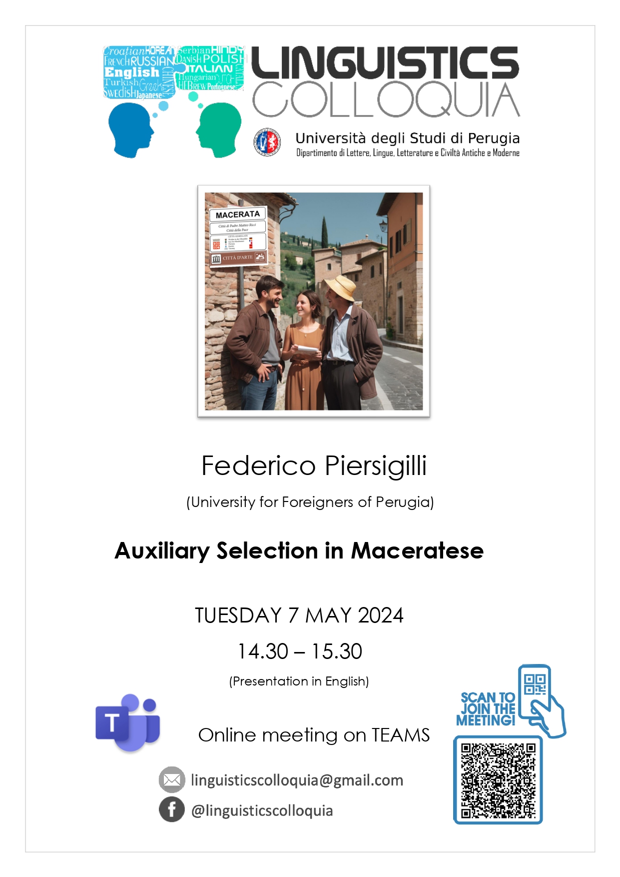 Linguistics Colloquia - Martedì 7 Maggio 2024