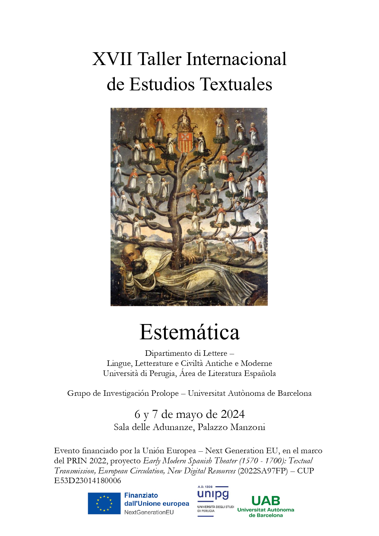 XVII Taller Internacional de Estudios Textuales - 6 e 7 Maggio 2024