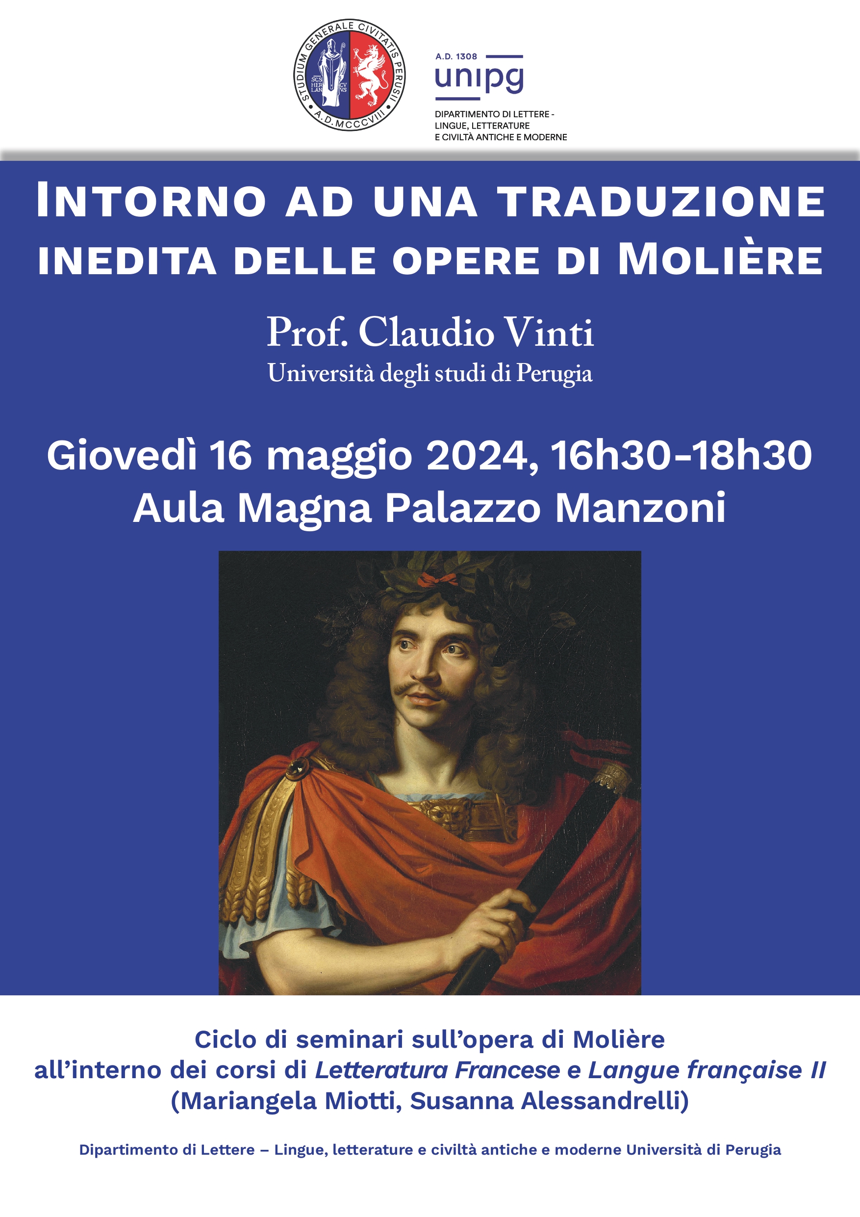 Intorno ad una traduzione inedita delle opere di Molière - Giovedì 16 Maggio 2024