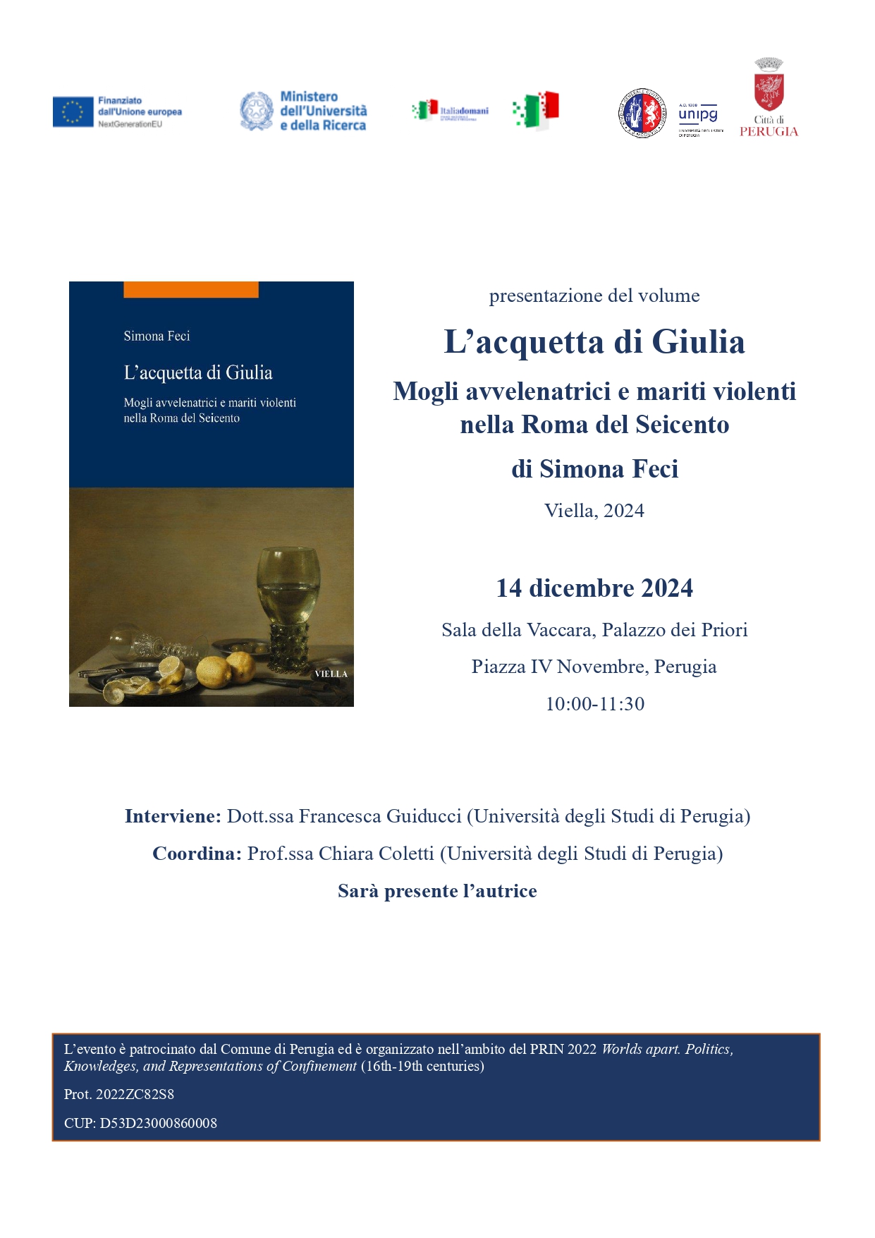 L'acquetta di Giulia - sabato 14 dicembre ore 10-11,30 - Sala della Vaccara Palazzo dei Priori